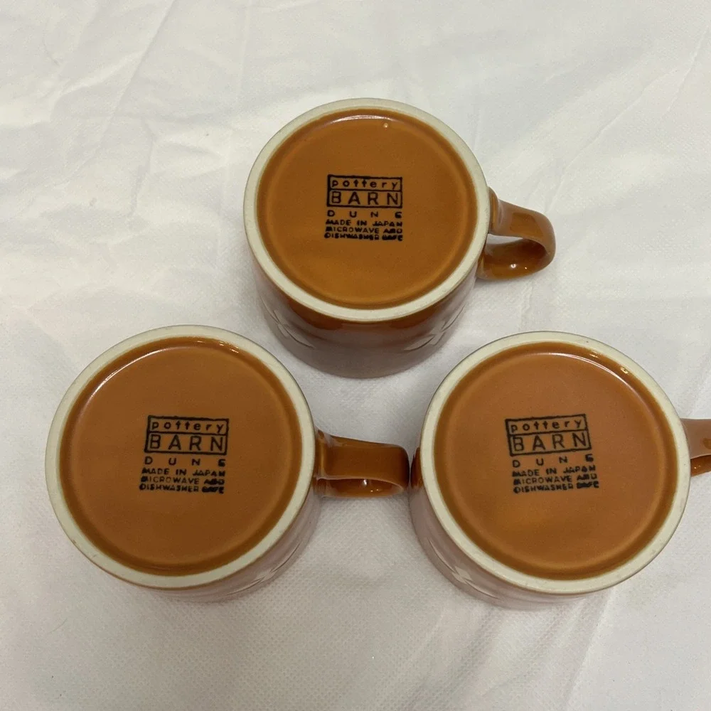 Vtg Pottery Barn Dune Persimmon Mug Cup Saucer Coffee Tea MCM Boho Replacement